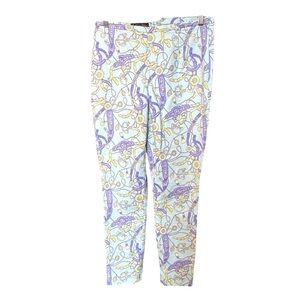 Brooks Brothers Stretch Cotton Pique Side Zip Pants Equestrian Print Size 10